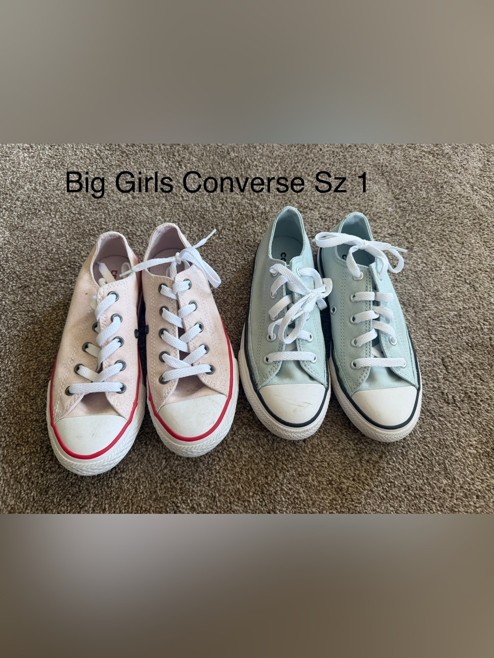 Converse Low Top Sneakers in Pale Pink and Mint Green Sz 1 BRAND NEW